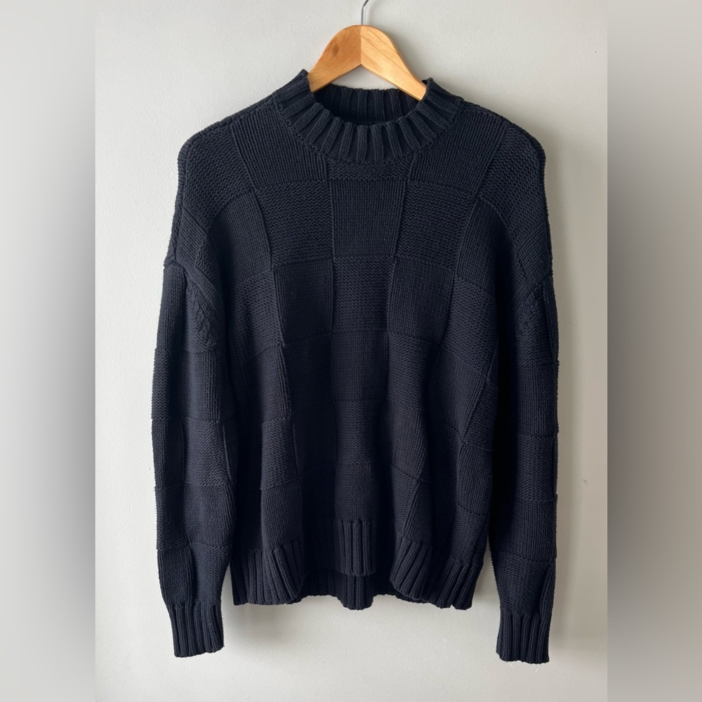 Pistola Black Patchwork Women's Knit Sweater Size Small 100% Cotton Cottagecore